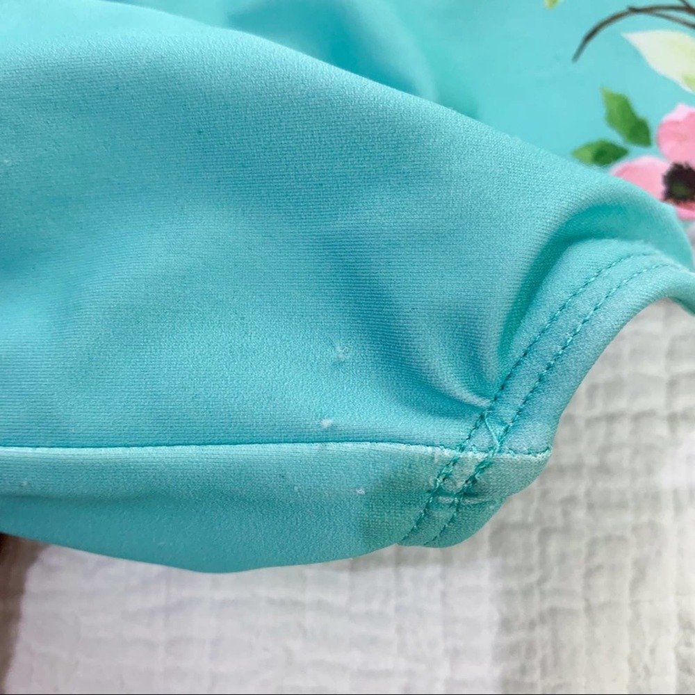 Janela Bay High Waisted Aqua & Pink Floral Swim Bottoms Size Extra Small - Picture 8 of 12